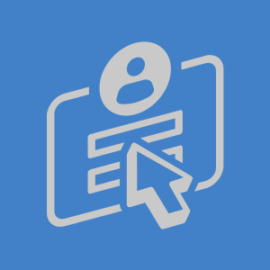 User profile icon with a signup form and cursor on a blue background