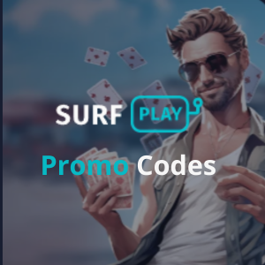 SurfPlay promo codes with a man holding playing cards.