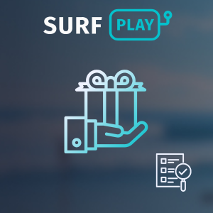 Surfplay gift box in a hand.